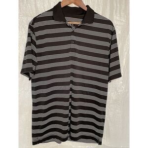 Nike Men's Dri-Fit Black And White Striped Short‎ Sleeve Polo Shirt L